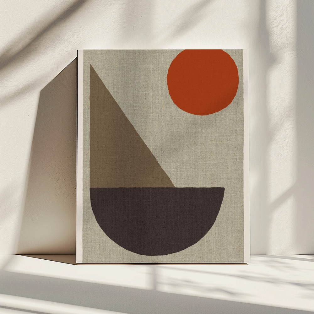 Abstract Shapes in Earth Tones with Red Circle | Canvas