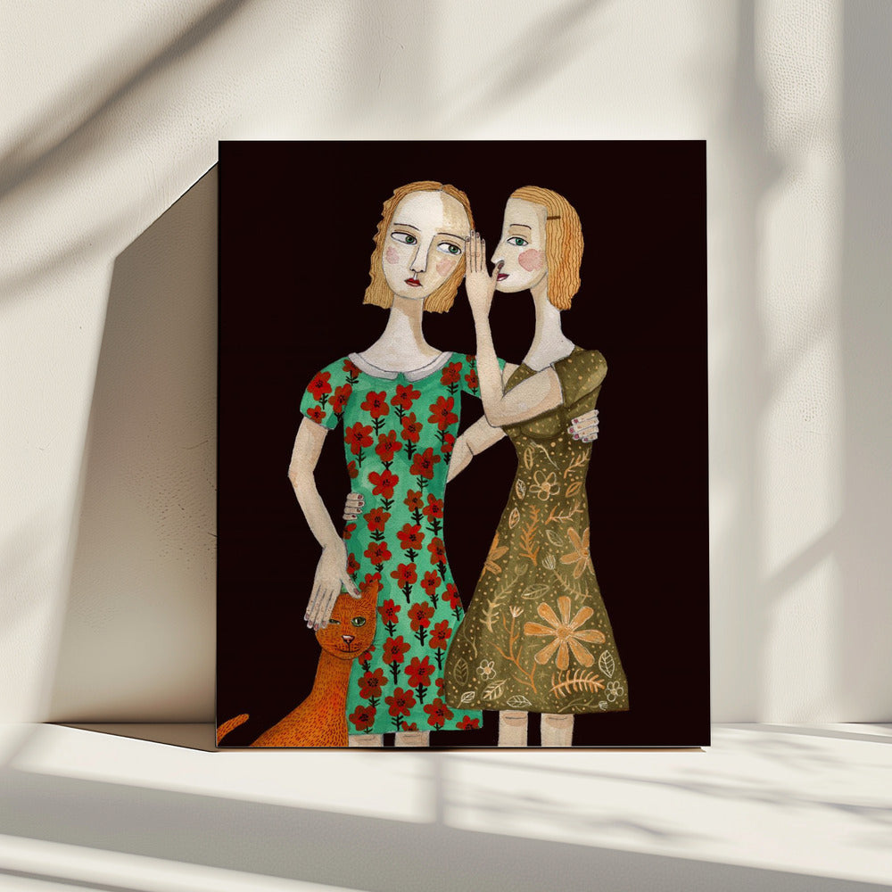 Best friends with their ginger cat | Canvas