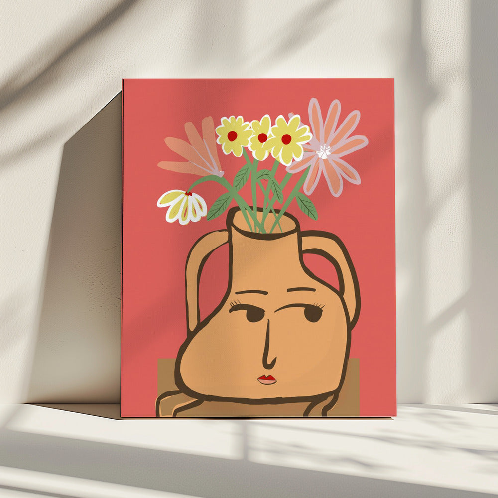 Lady vase with flowers | Canvas