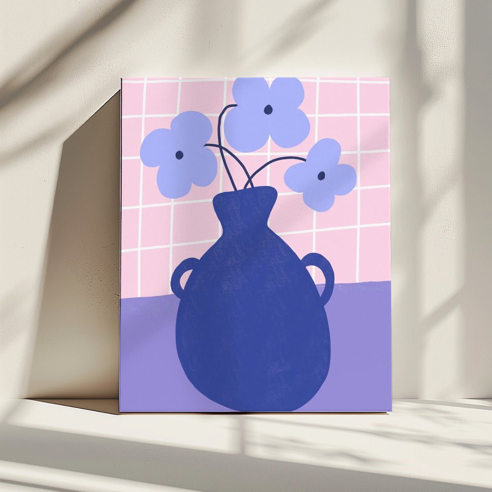Minimalist Vase with Blue Flowers | Canvas