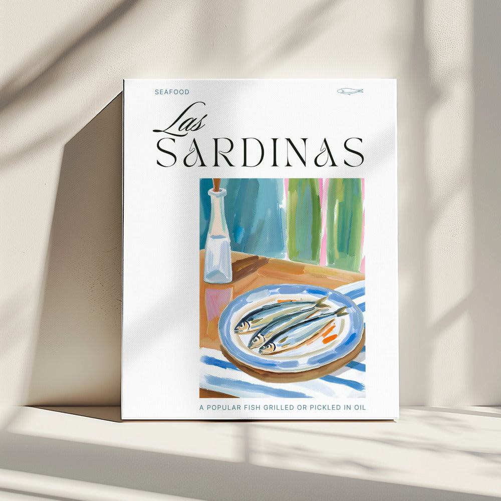 Plate of sardines with Bottle | Canvas