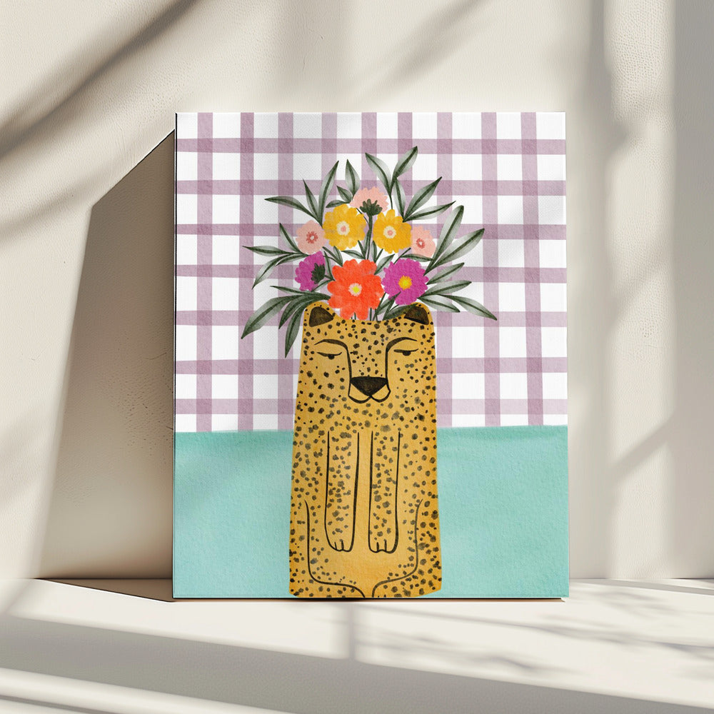 Leopard Shape Vase with Flower | Canvas