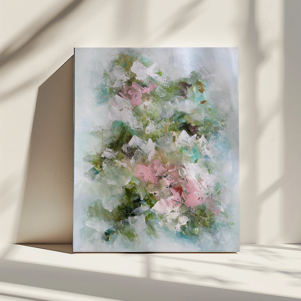 Floral Brushstrokes in Pink and Green | Canvas