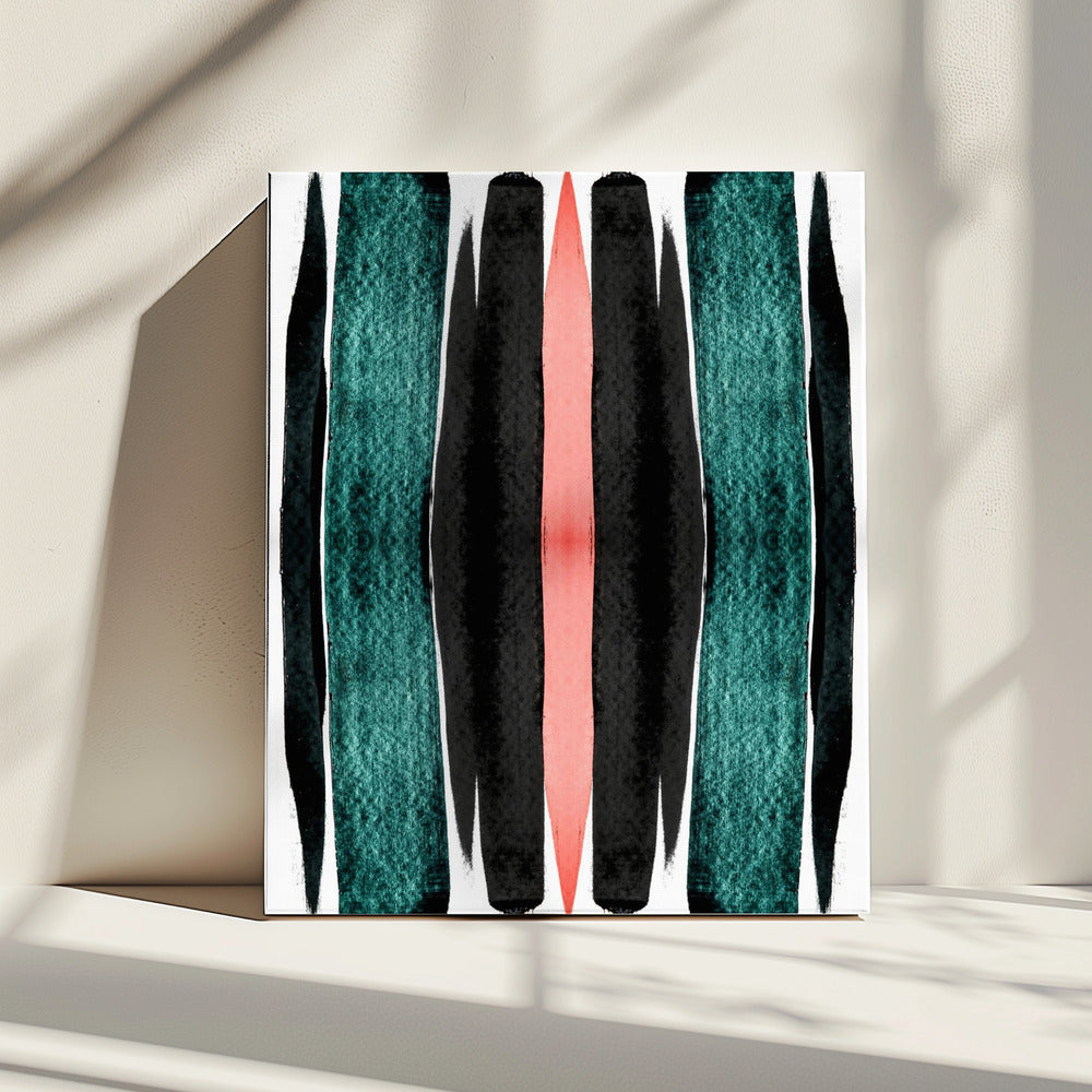 Turquoise And Black Vertical Stripes | Canvas