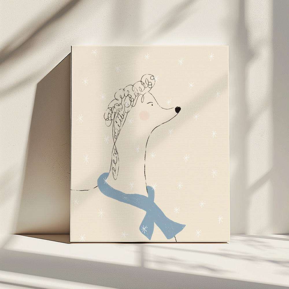 Poodle in the Snow | Canvas