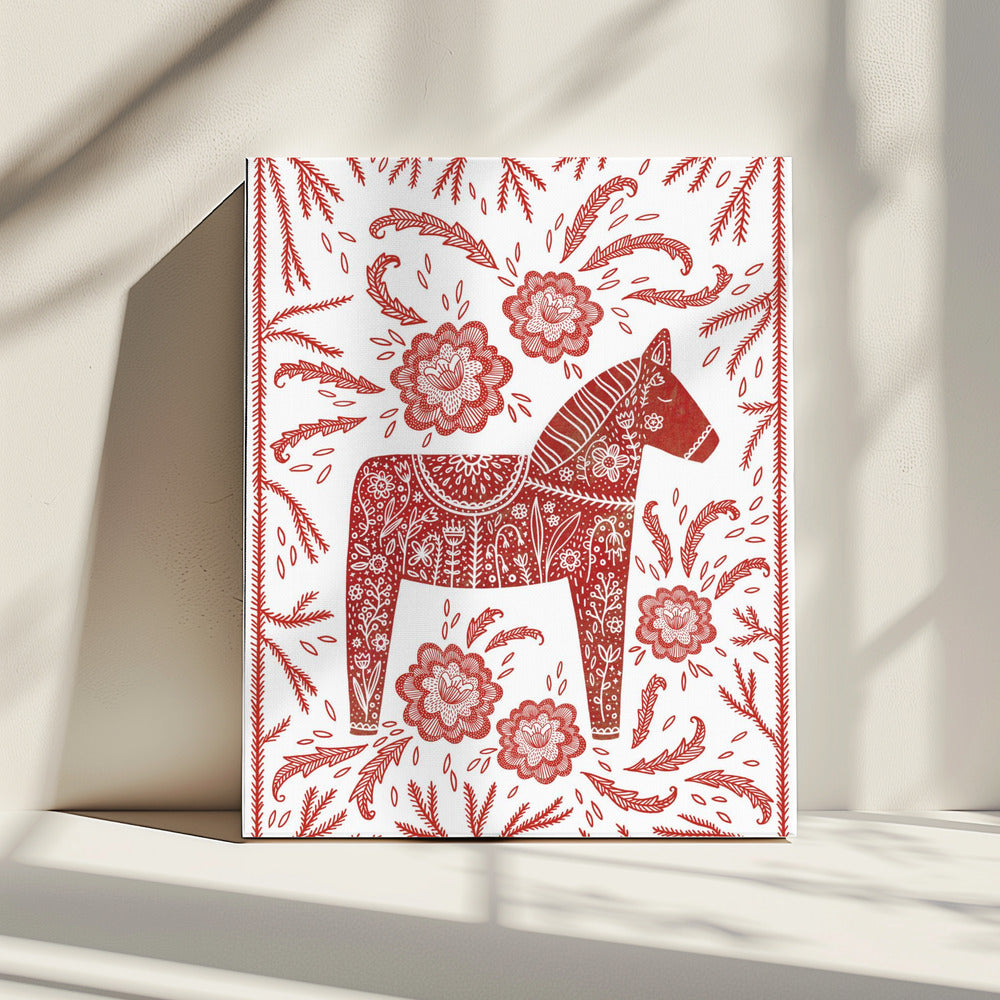 Swedish Dala Horse Red And White | Canvas
