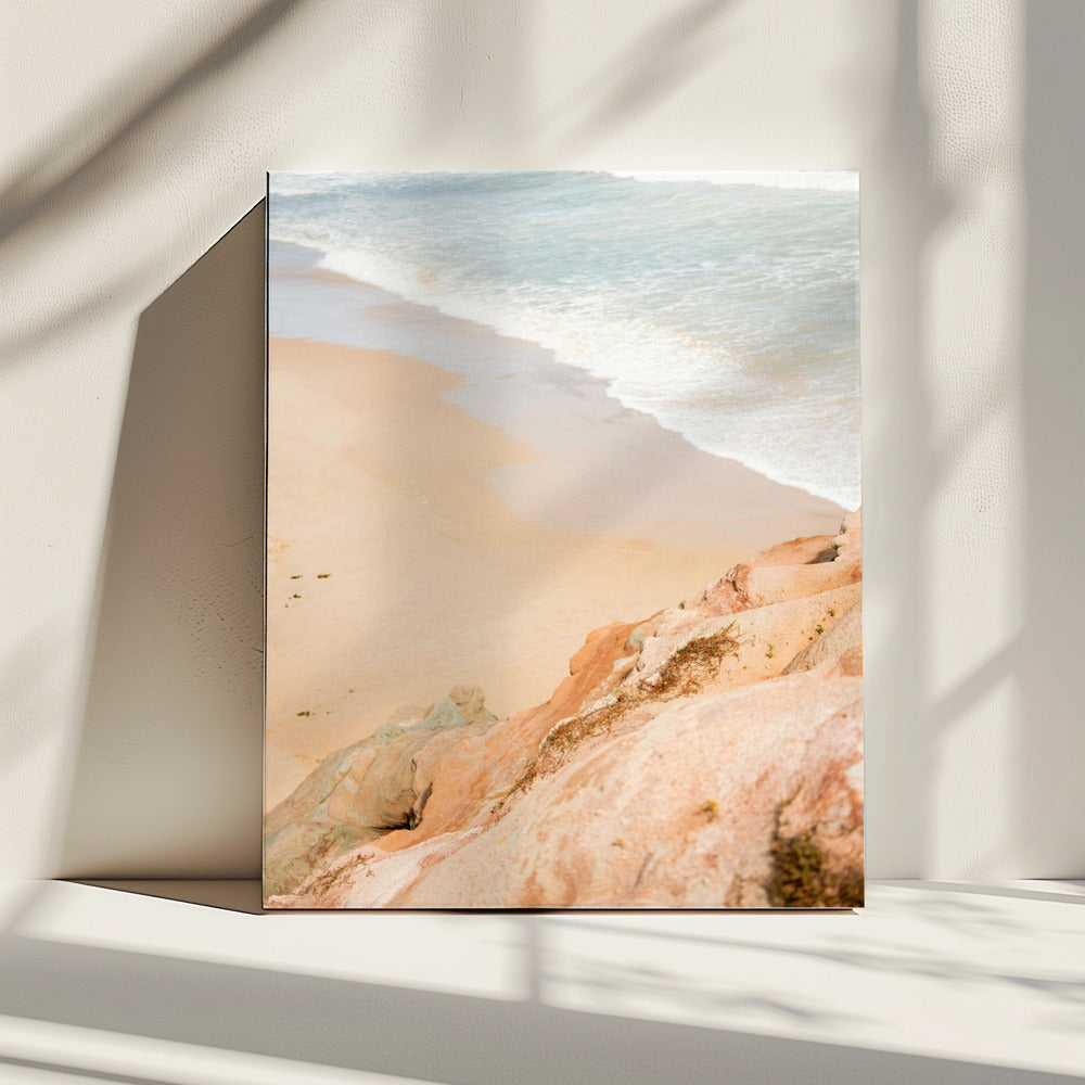 Sandy Beach Meeting Rocky Cliffs | Canvas