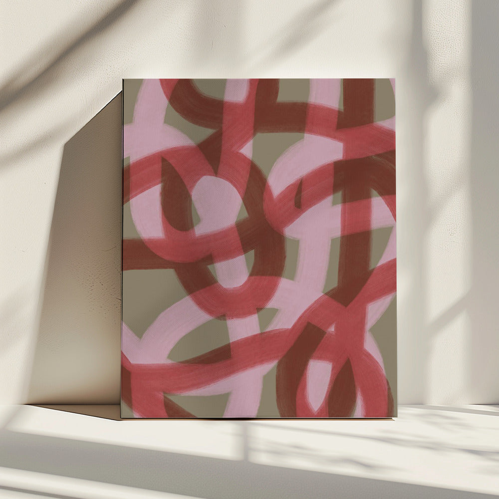 Intertwined Red and Pink Loops | Canvas