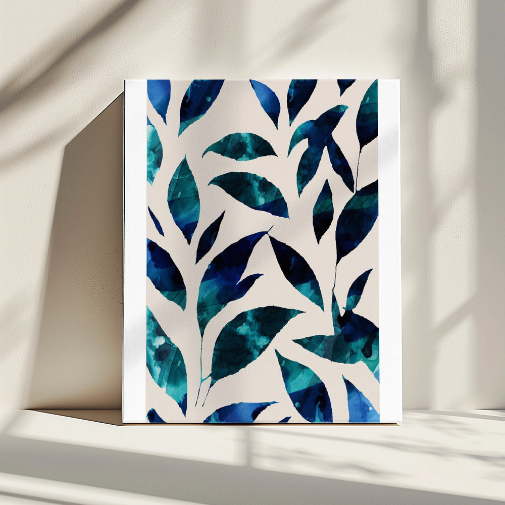 Leaves In Shades Of Blue And Green | Canvas
