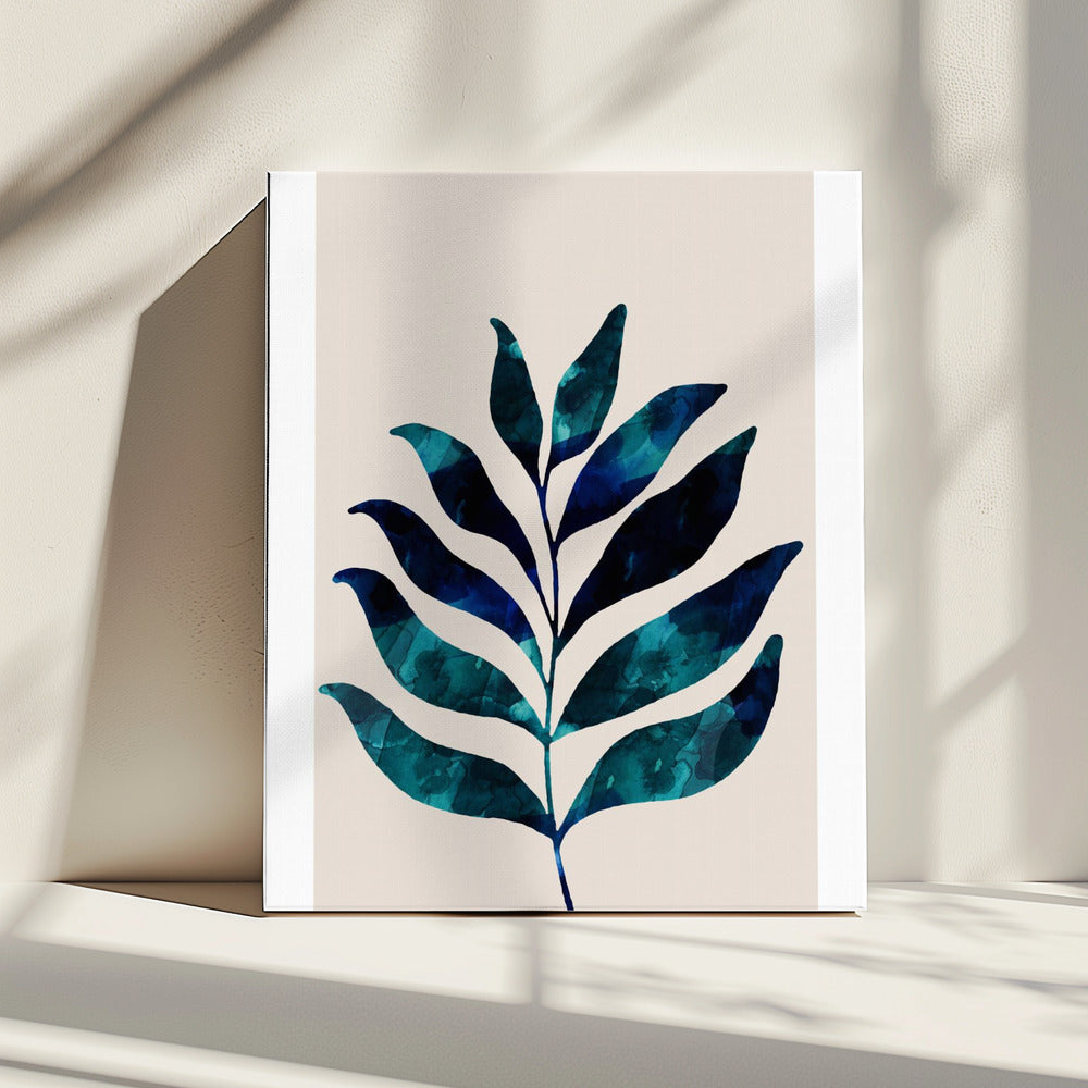 Botanical Design With Dark Blue Watercolor | Canvas