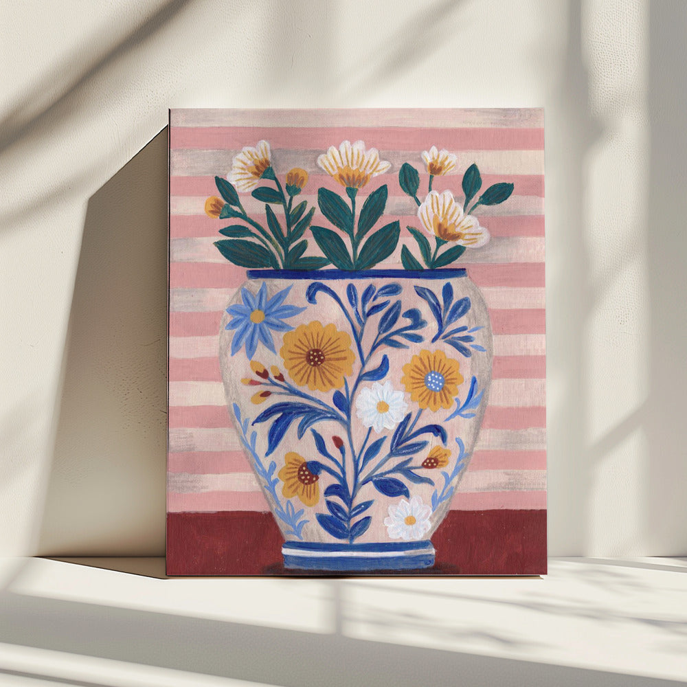 Potted Florals Pastels &amp; Stripes | Canvas