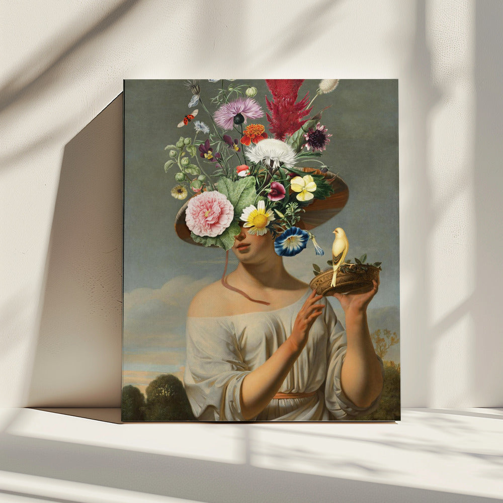 Woman In a Large Floral Hat | Canvas