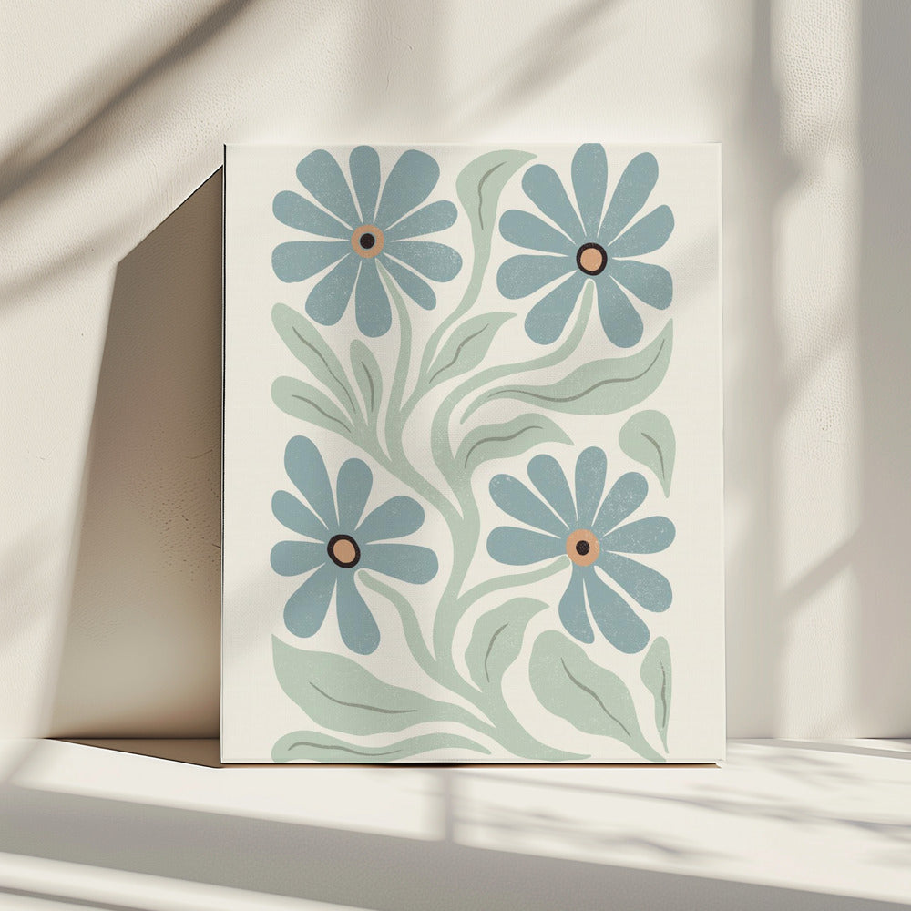 Abstract Flowers Blue and Green | Canvas