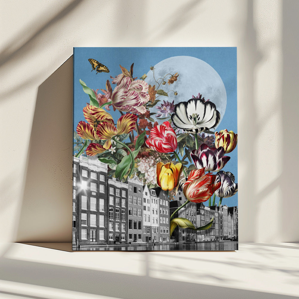Vibrant Tulips And Intricate Butterflies | Canvas