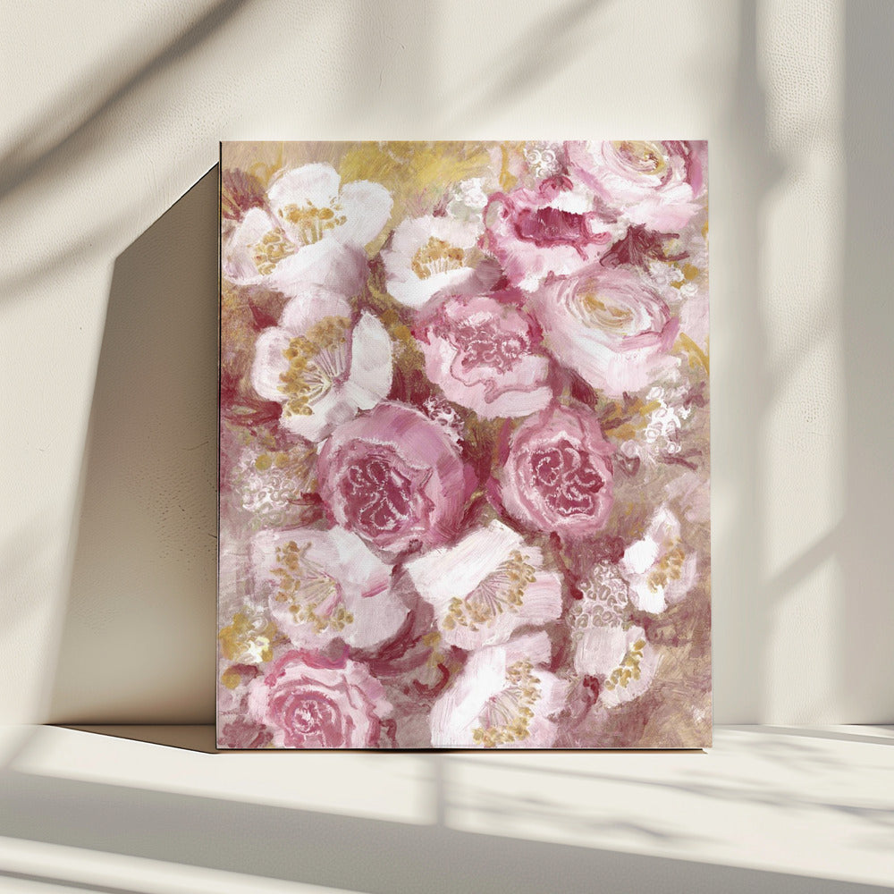 Floral Bouquet With Pink Roses | Canvas