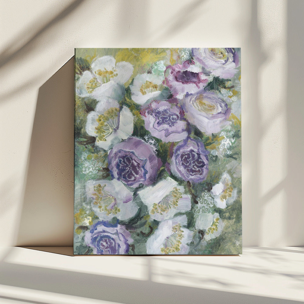 Floral Composition With White And Purple Flowers | Canvas
