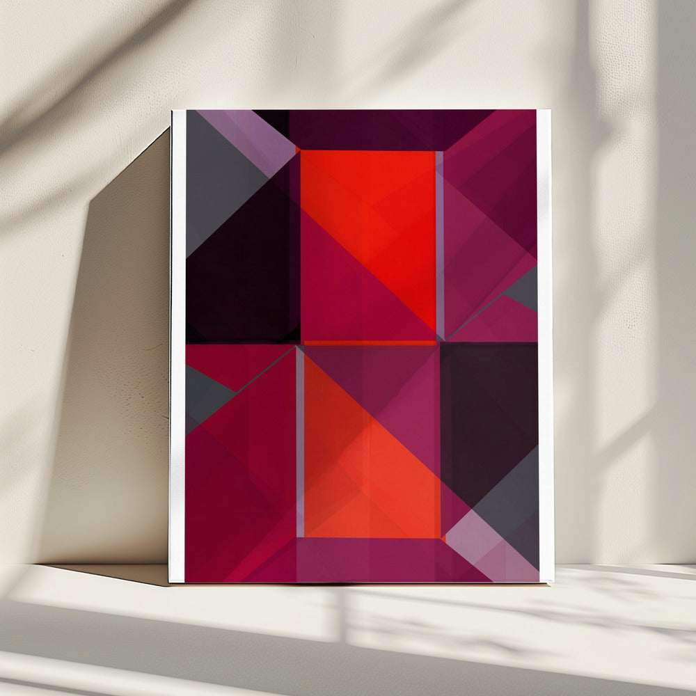 Geometric Composition With Bold Red And Purple Hues | Canvas