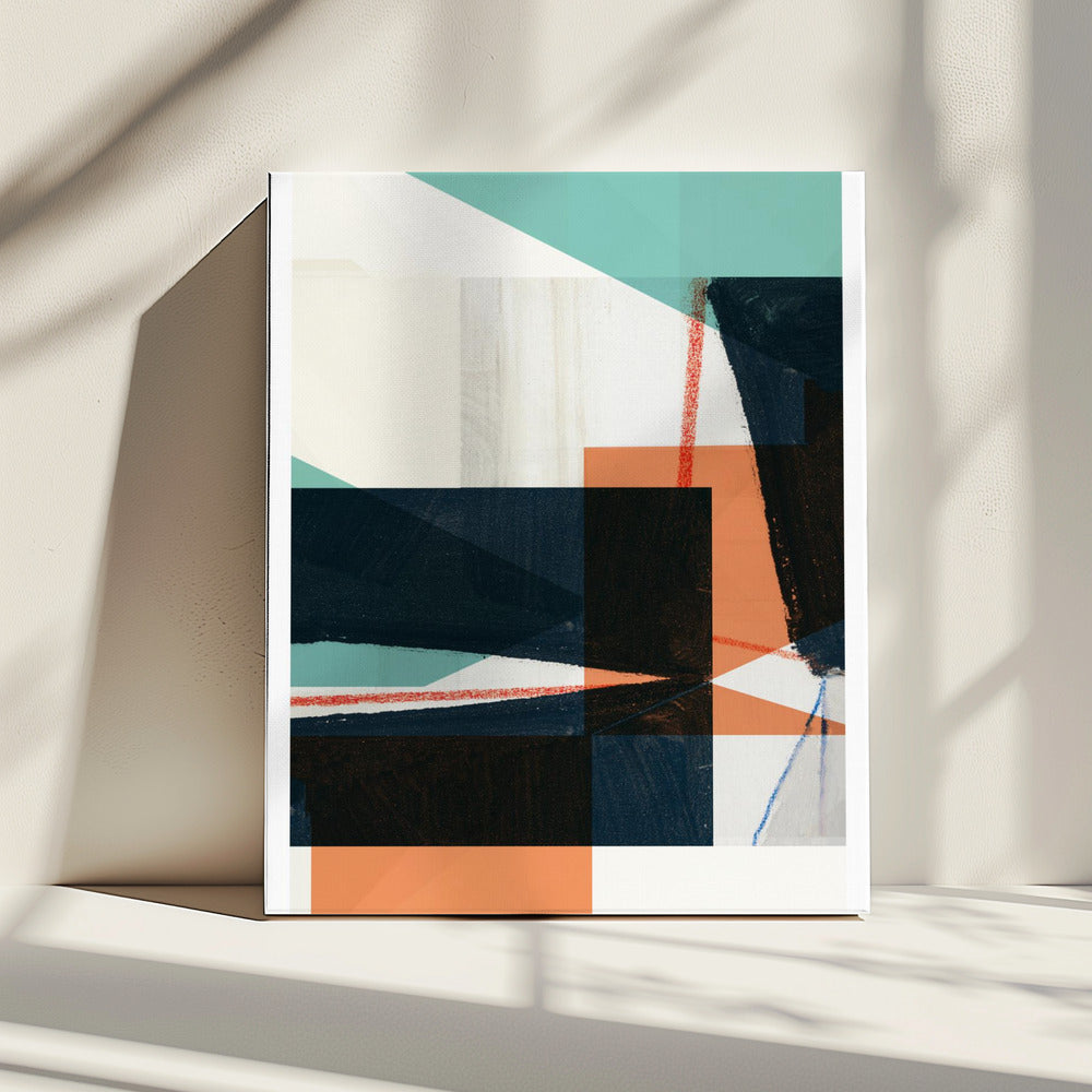 Geometric Shapes In Muted Teal | Canvas