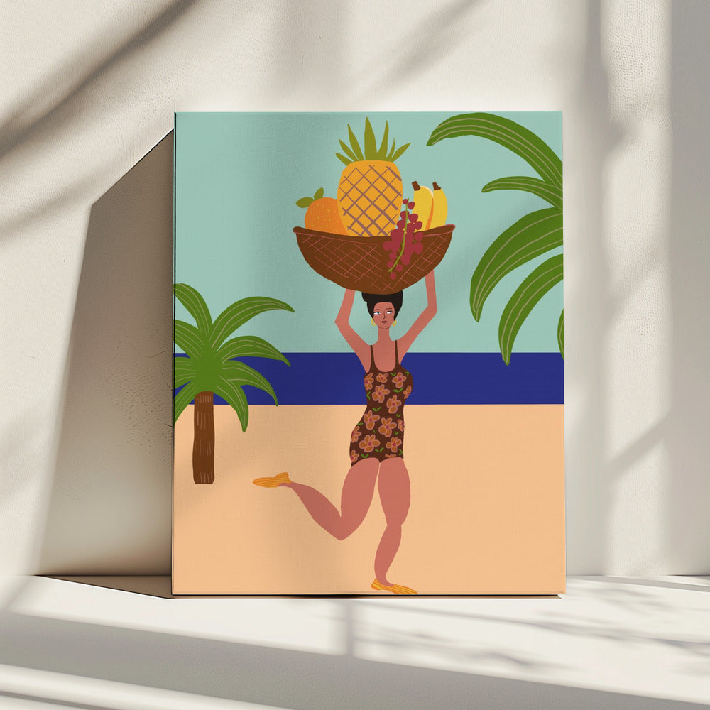 Tropical fruit at the beach | Canvas