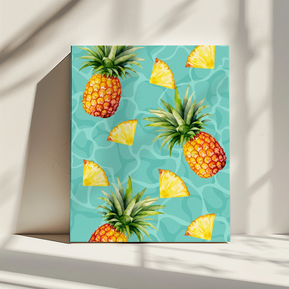 Exotic Pineapple &amp; Slices Aesthetic Pattern - Tropical Summer watercolor | Canvas