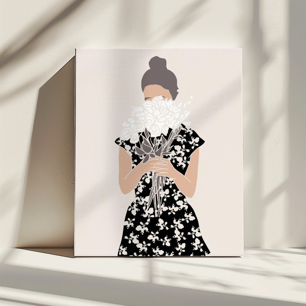 Girl With Flower Bouquet | Canvas