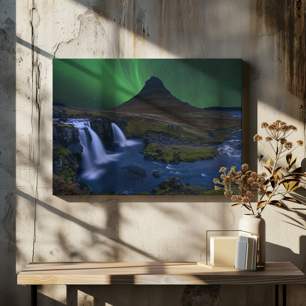 Kirkjufell...   Under a boreal green sky | Canvas