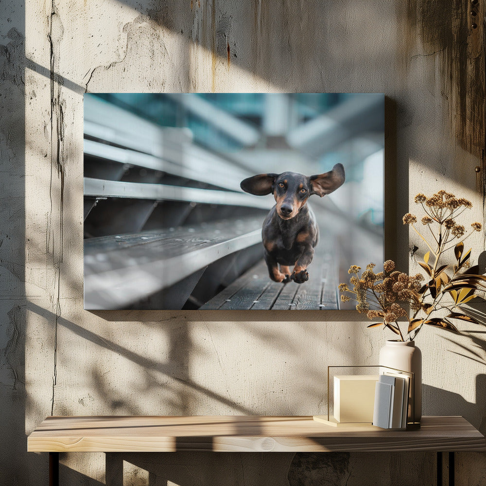 Ein kleiner Hund lÃ¤uft durch die Welt.... | Canvas