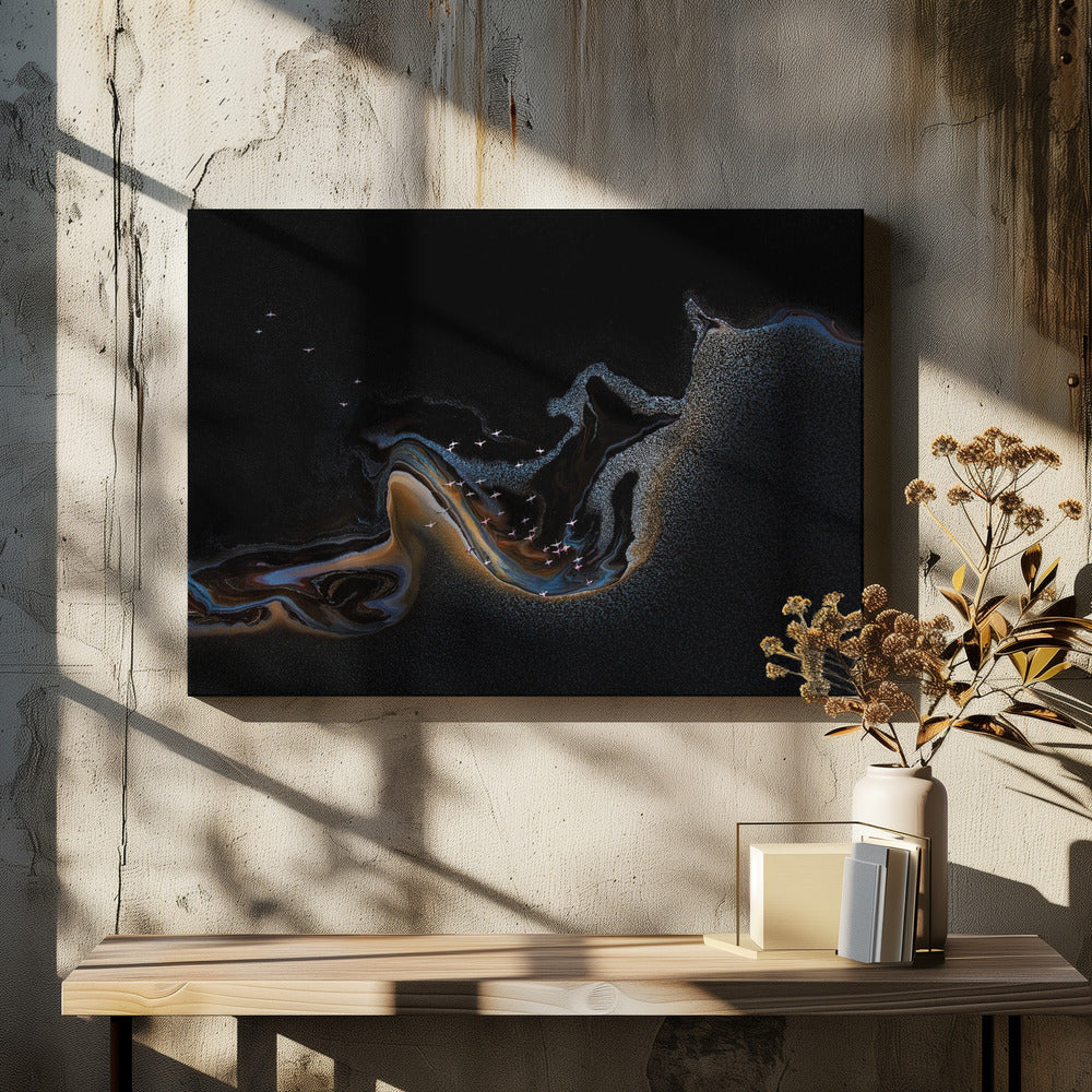 Flamingo over lake | Canvas