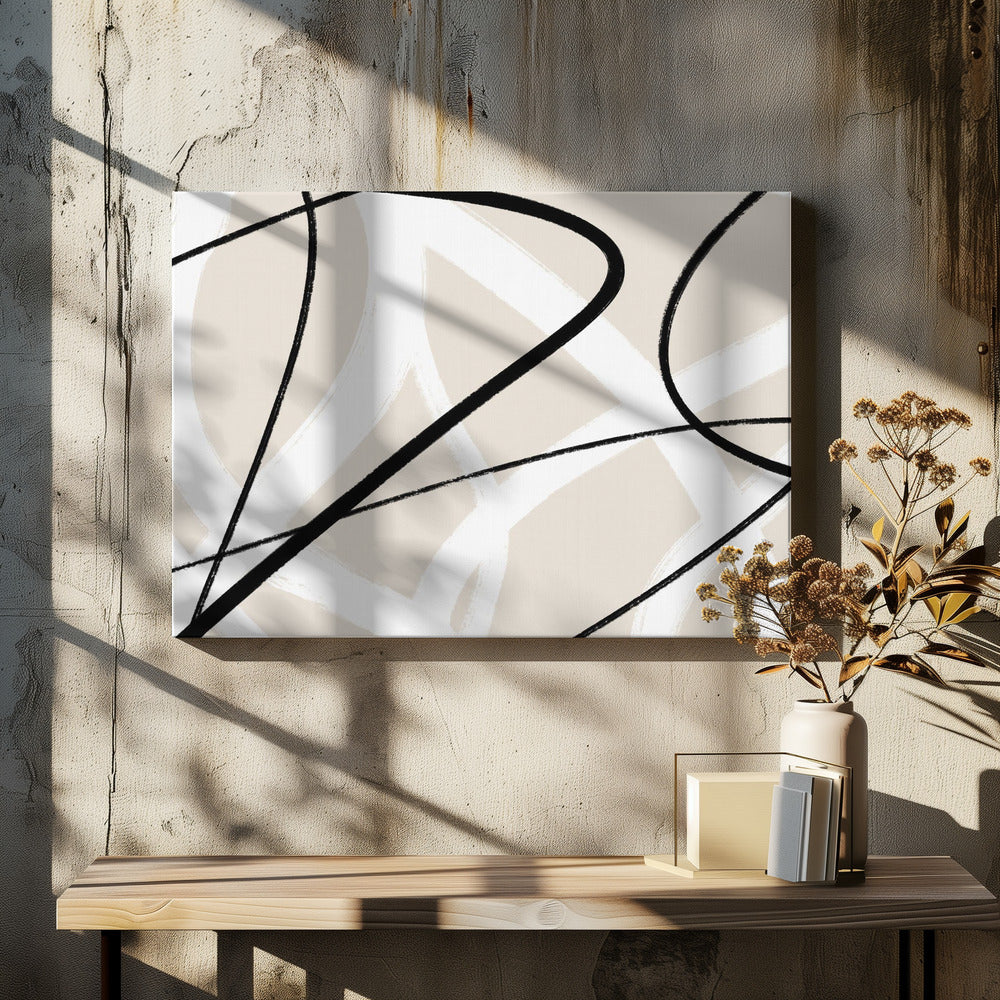 Black Lines On A Neutral Beige Background | Canvas