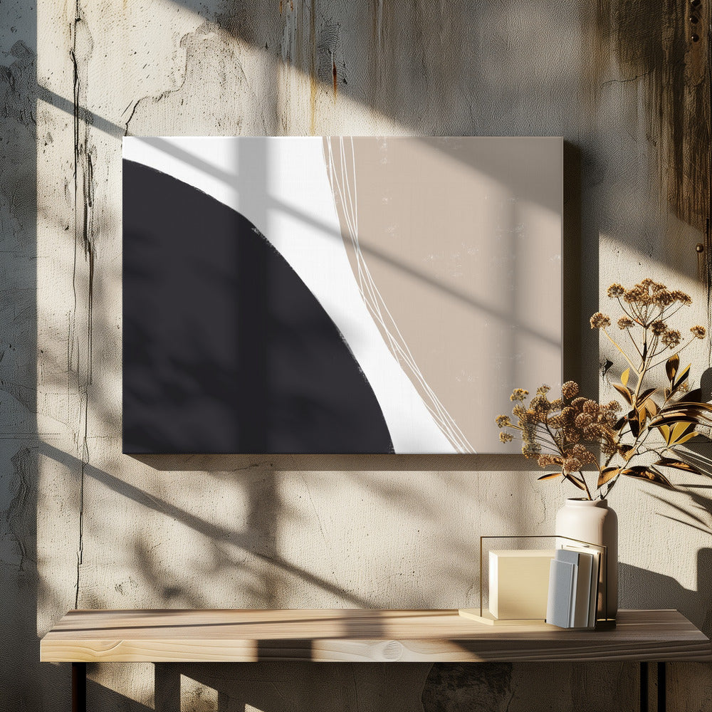 Black And Beige Organic Shapes | Canvas
