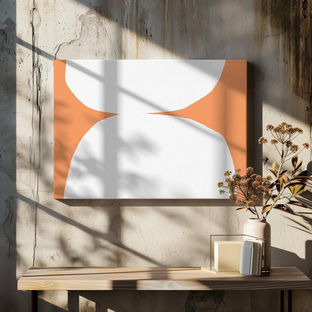 Geometric White Shapes On An Orange Background | Canvas