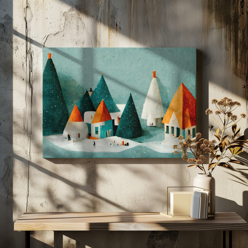 Cute Paper Village | Canvas