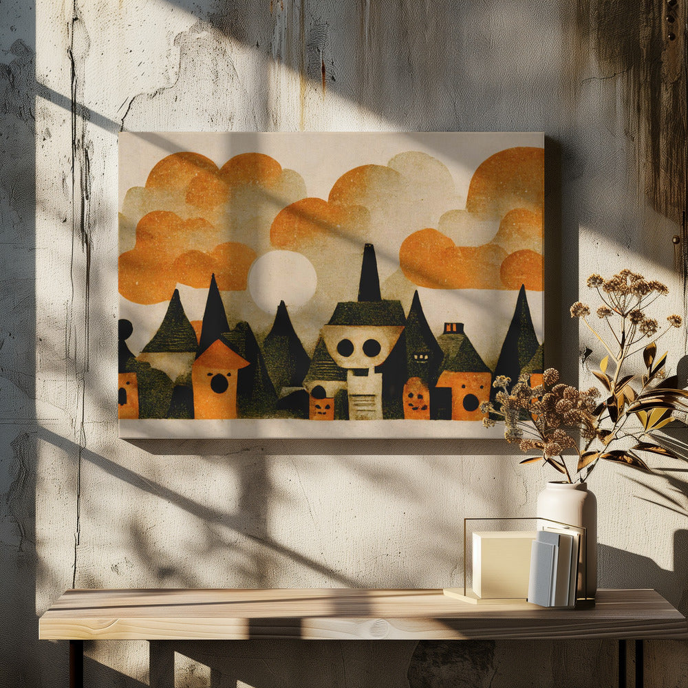 Spooky Village View | Canvas