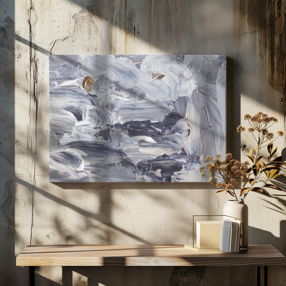 Dynamic Brushstrokes in Shades of Gray and White | Canvas