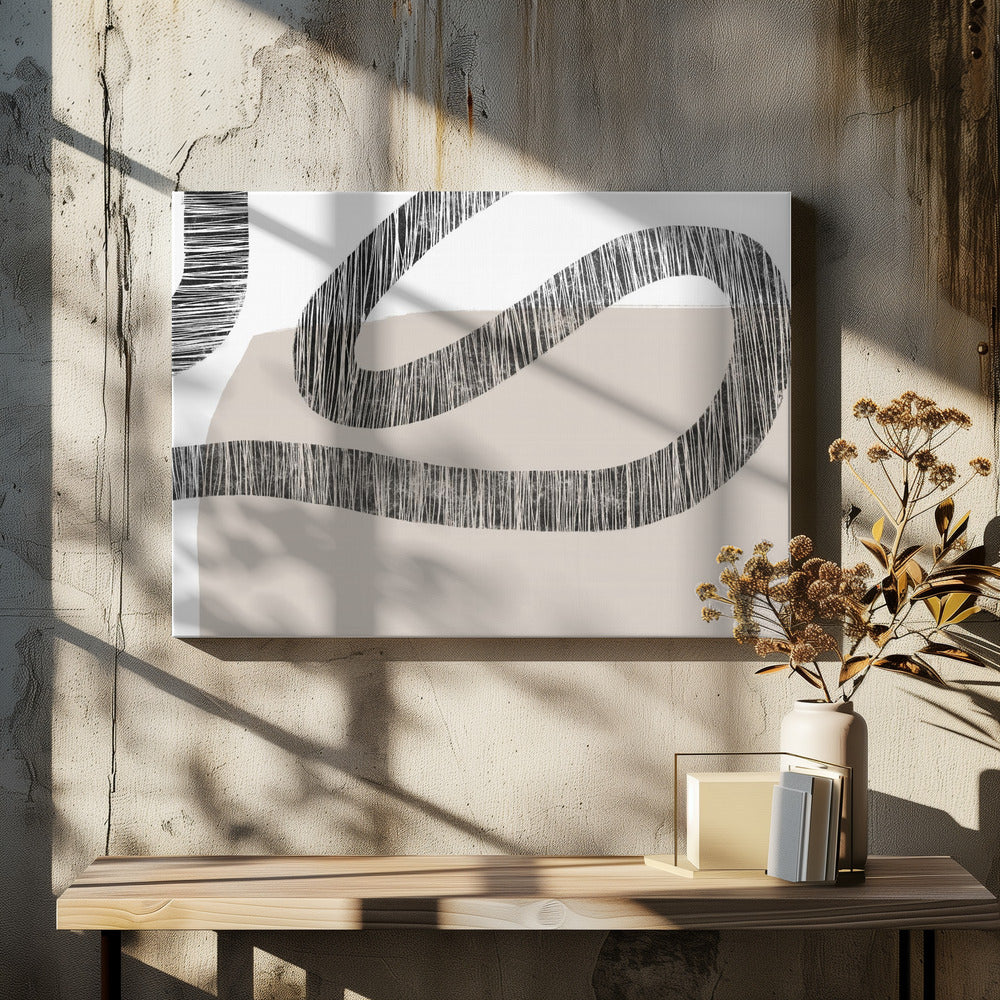 Textured Lines Over A Beige And White Background | Canvas