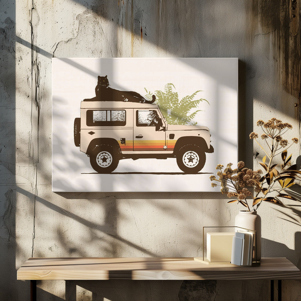 Black Panther On Car | Canvas