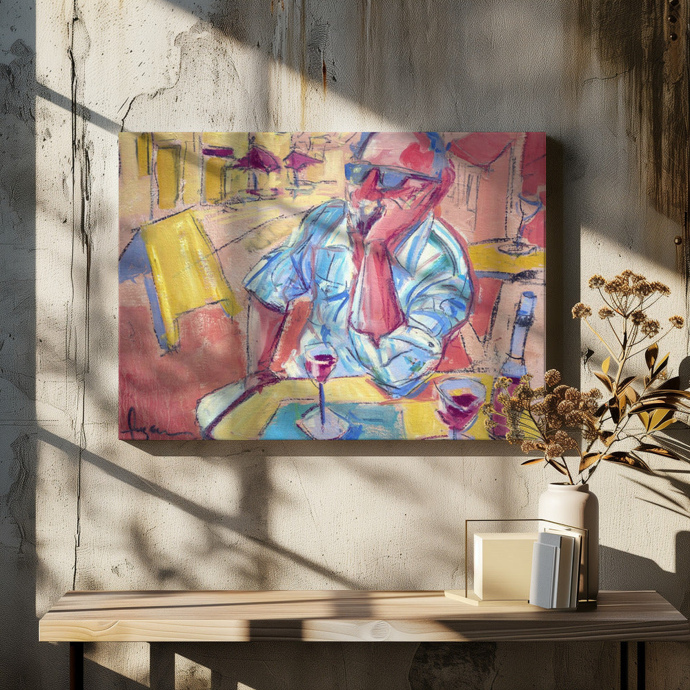 Contemplative Cafe Moment | Canvas