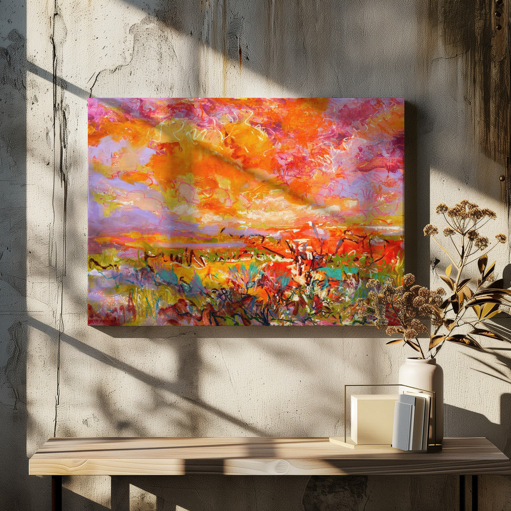 Fiery Sunset Fields | Canvas