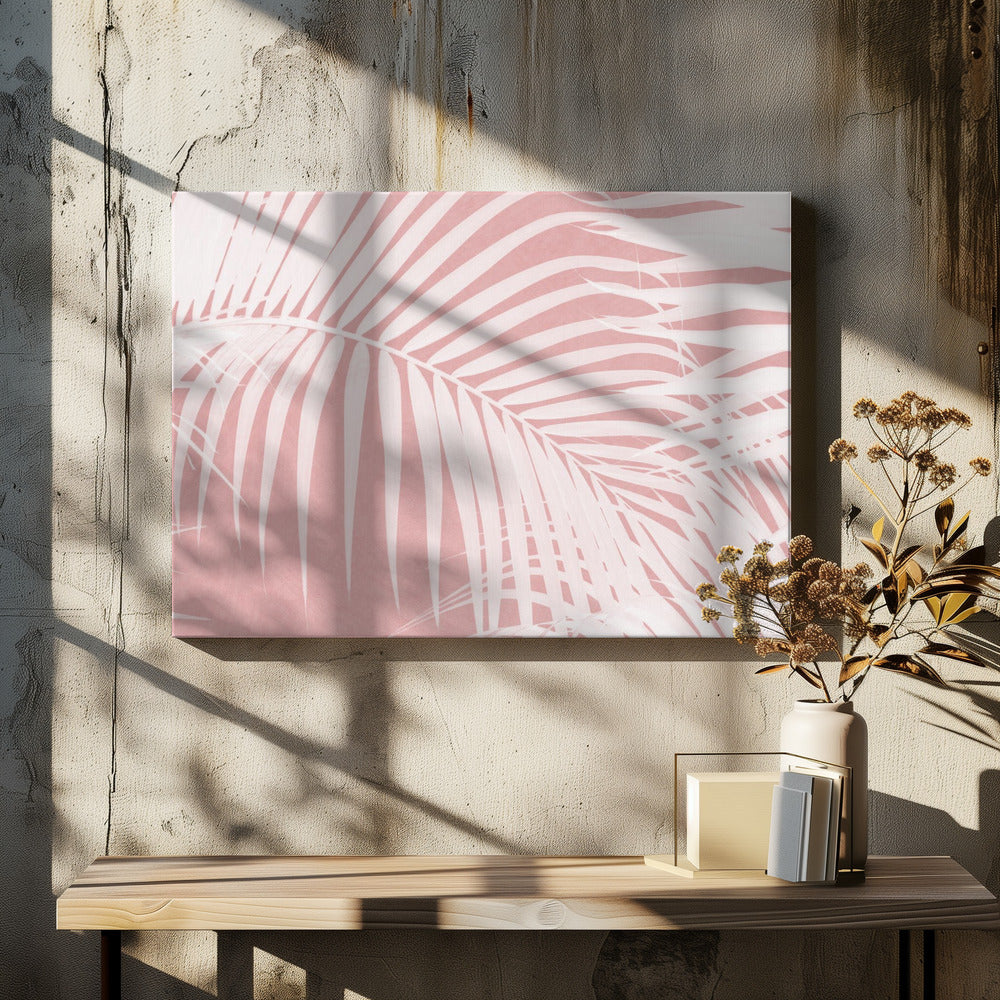 Palm Leaves On Pink Silhouette IV | Canvas