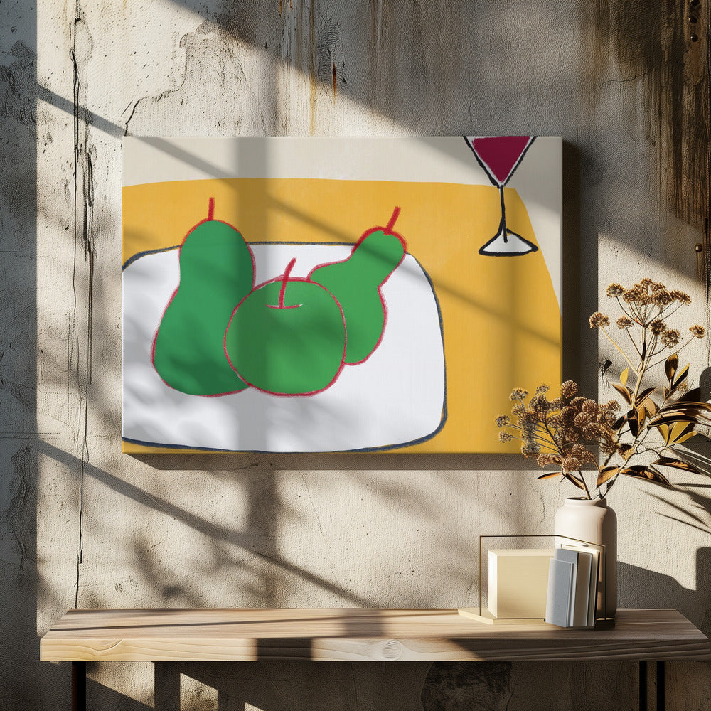 Green pears on the table | Canvas