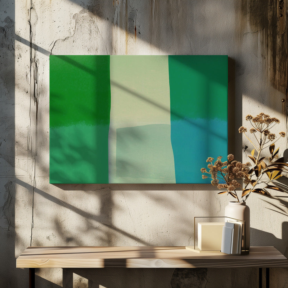 Minimalist Composition With Vibrant Green And Blue Hues | Canvas