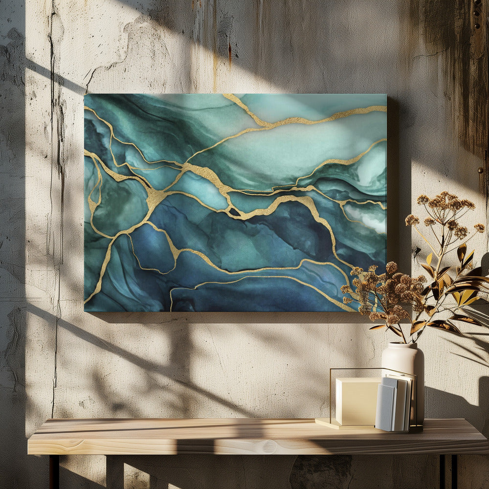 Marble Elegance Teal Gold | Canvas