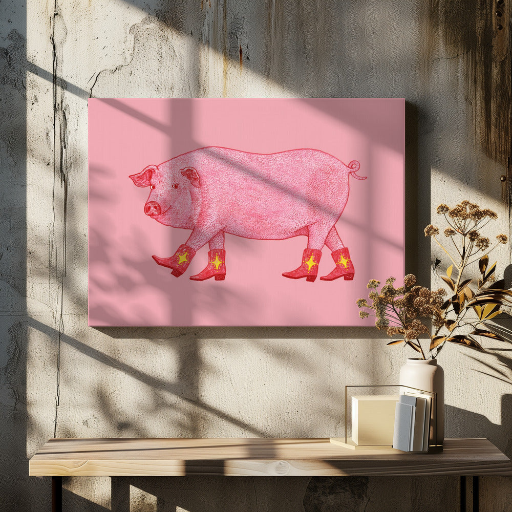 Marjorie the Cowgirl Pig | Canvas