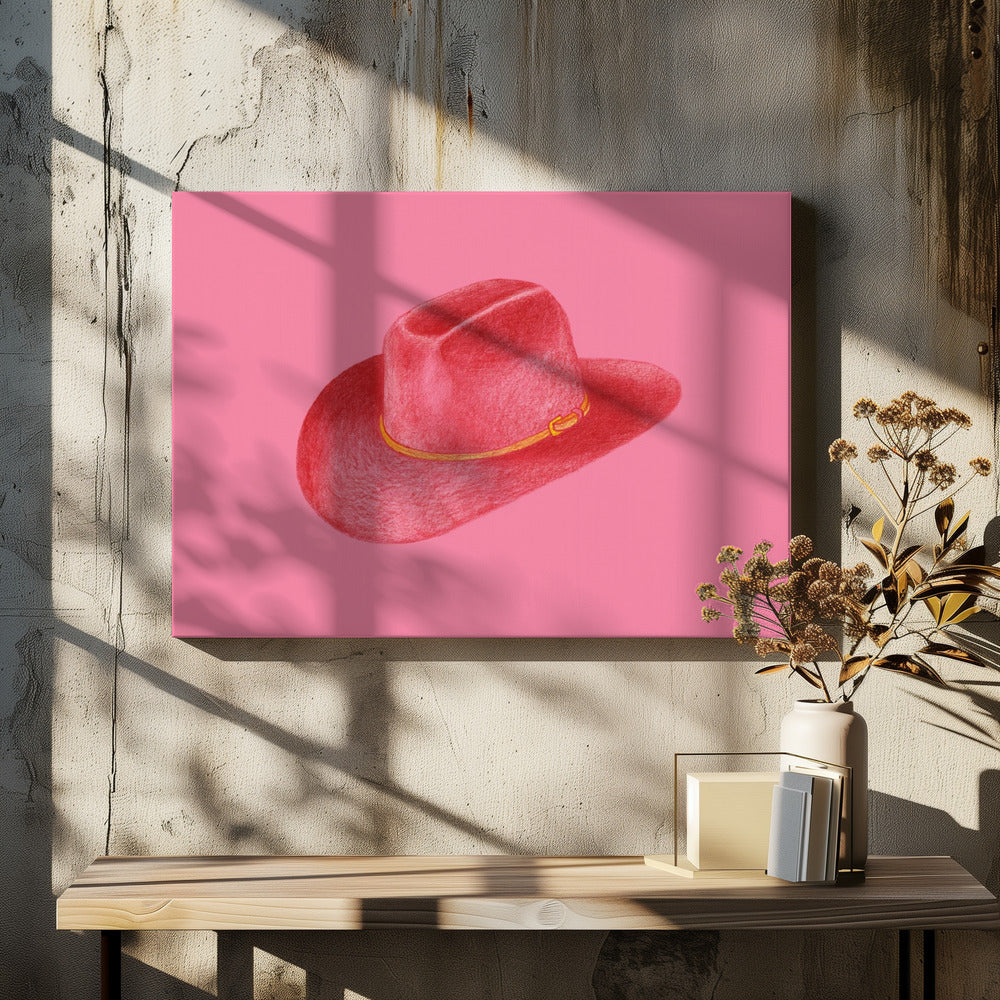 Red Stetson On Pink | Canvas