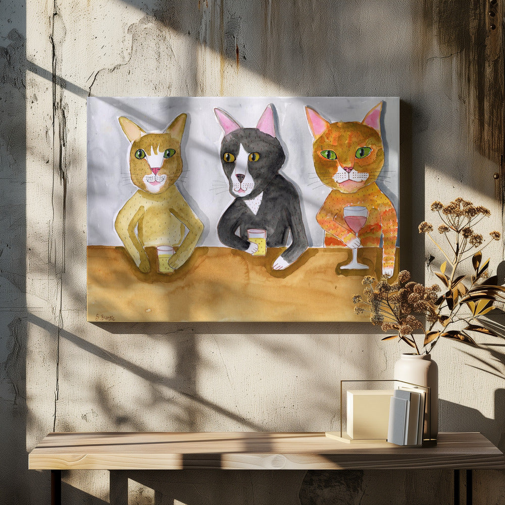 Three Cats at the Bar | Canvas