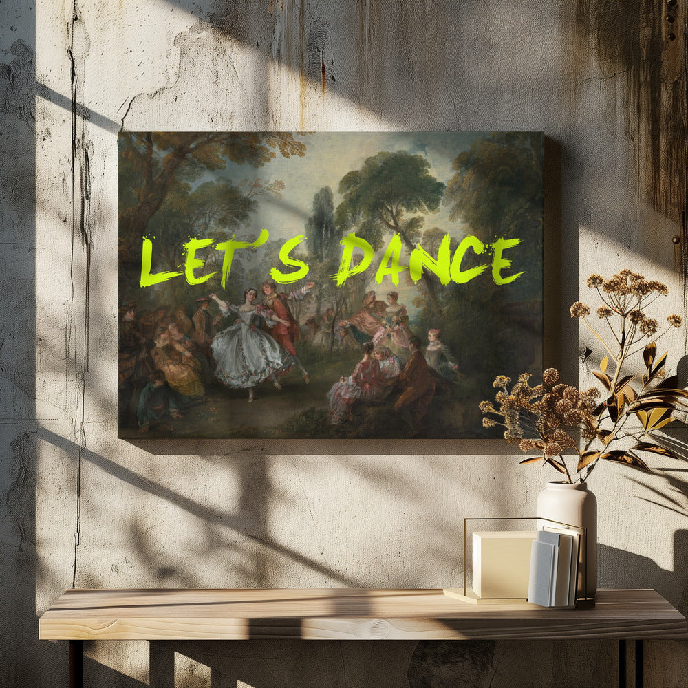 LET&#039;S DANCE NEON YELLOW VINTAGE MAXIMALIST ART | Canvas