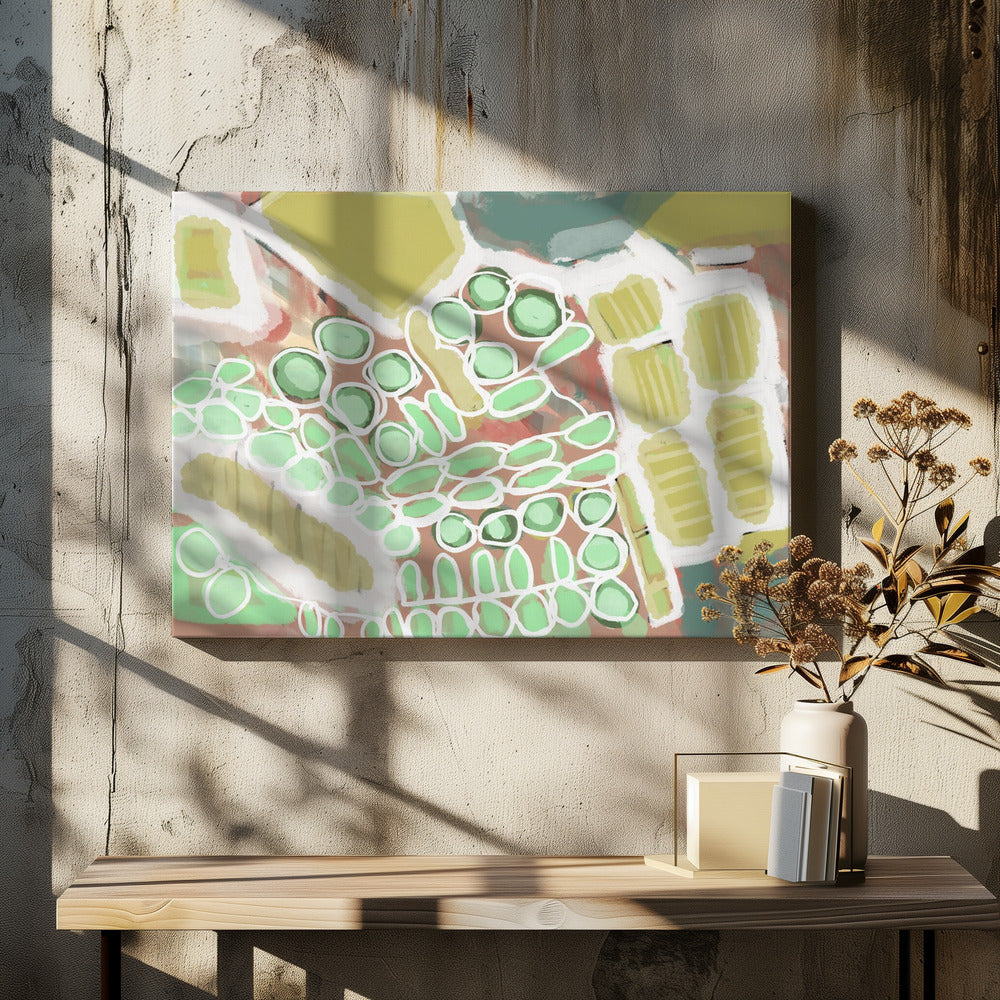 Abstract greens and gold | Canvas