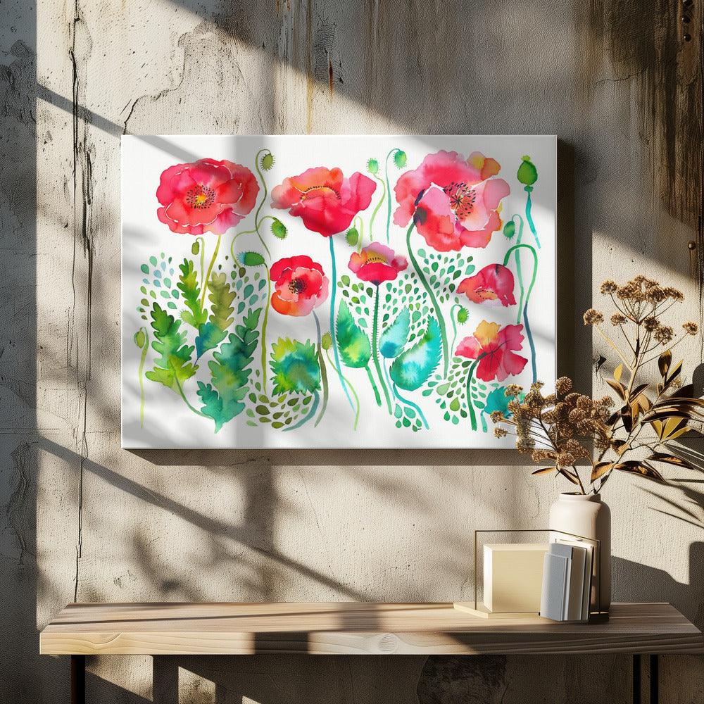 Red Spring Poppies Meadow | Canvas