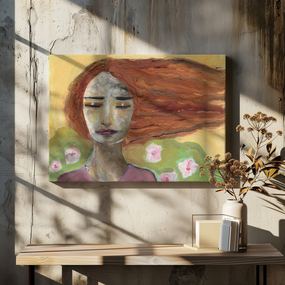 Lady dreaming in the wind. | Canvas