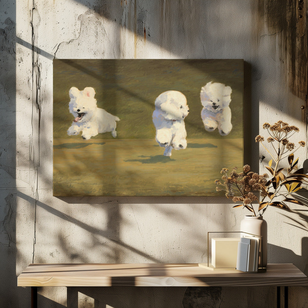 Three Dogs Running | Canvas